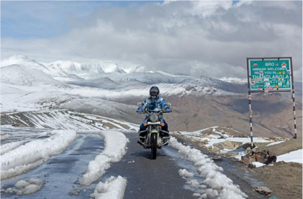 Snow-covered mountains and scenic landscape in Ladakh